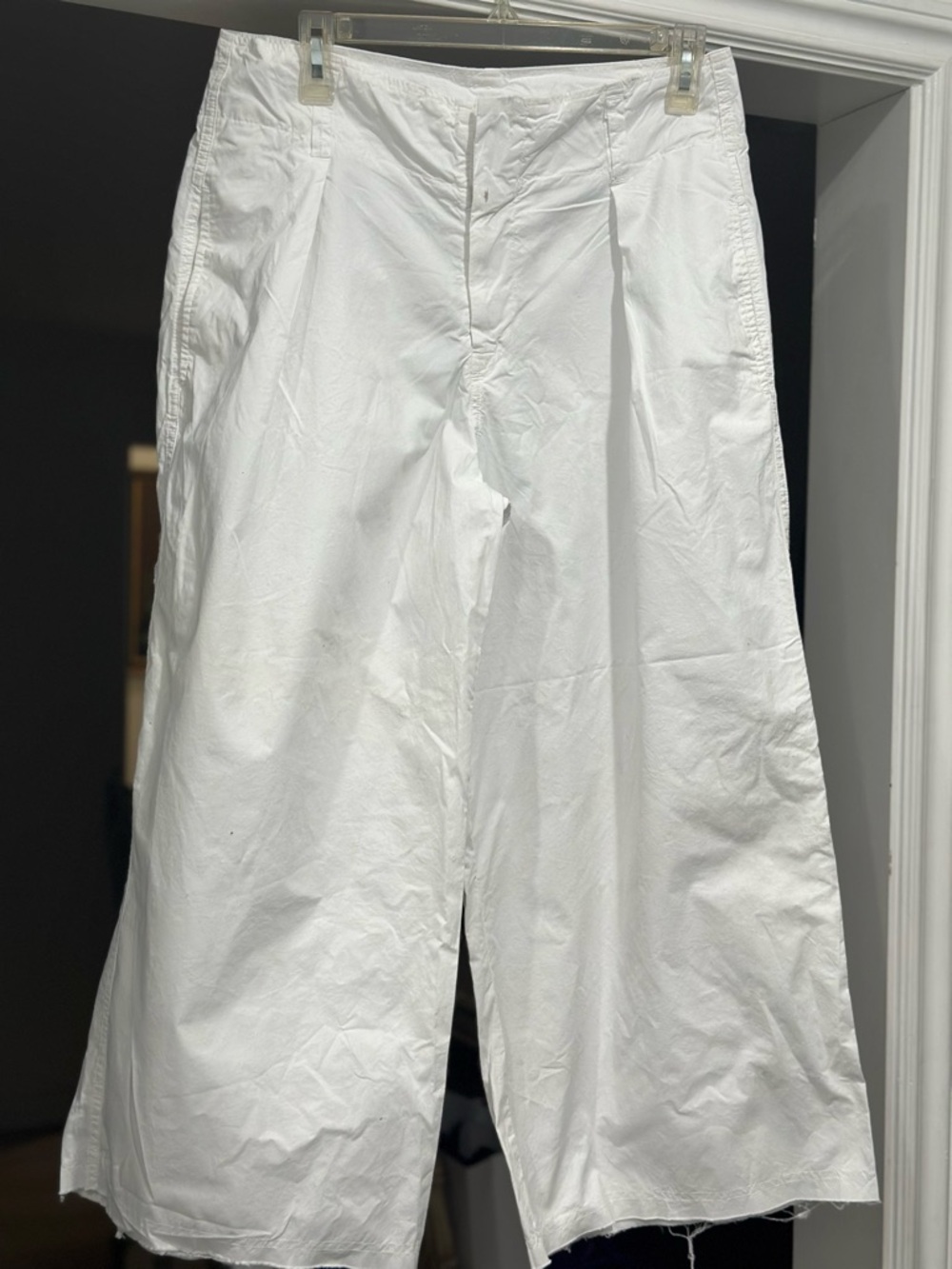 Velvet Wide Leg White Cotton Culotte Pants